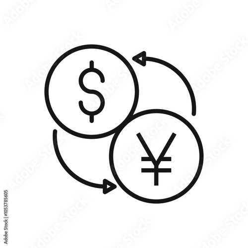 Editable Currency Exchange Icon: Dollar and Yen