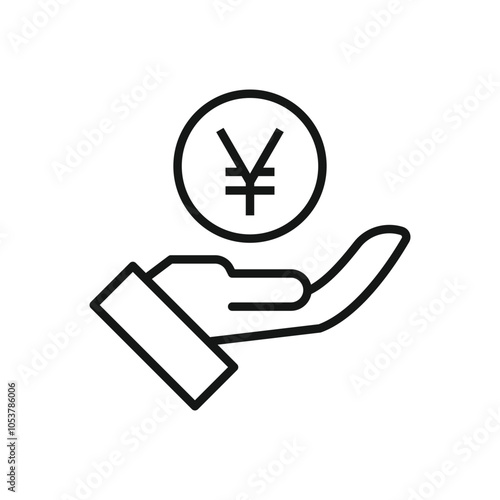 Editable Hand Icon with Yen Currency Symbol