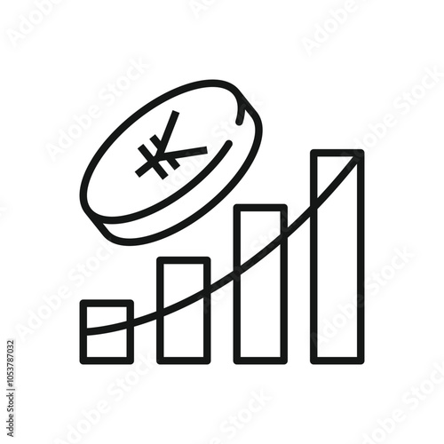 Growth Chart with Currency Yen Symbol Icon