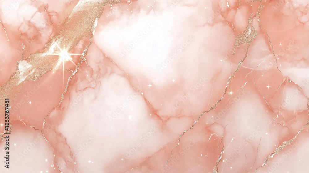 Fototapeta premium Elegant peach marble texture with gold veins and subtle sparkles