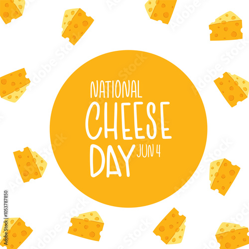 National cheese day poster design. June 4.  Social media post design template for celebration