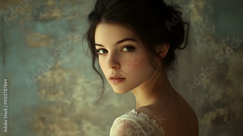 Alluring Vintage-Inspired Portrait with Soft Glow and Heritage Charm