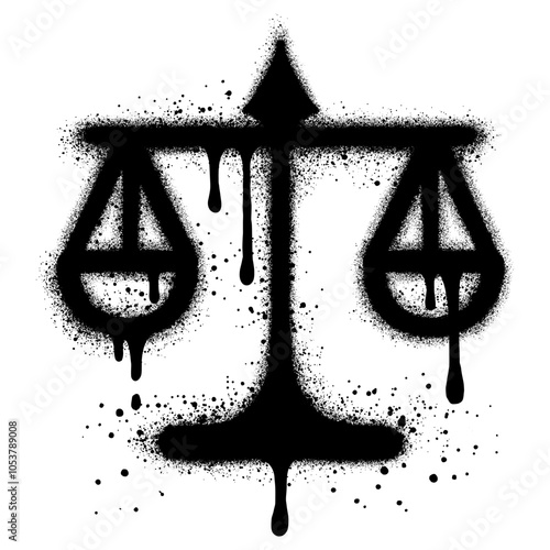 scales of justice graffiti with black spray paint. vector illustration.