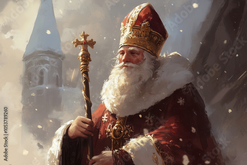 Saint Nicholas Day. Holiday illustration.