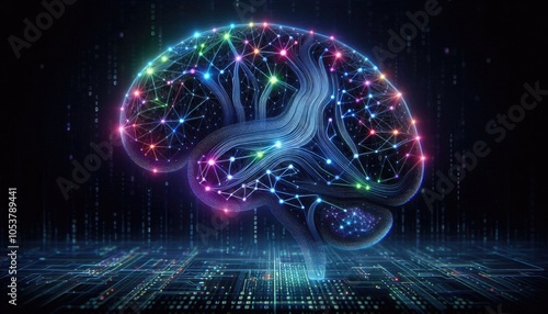 Obraz na płótnie High-Quality Abstract Visuals Representing Machine Learning and Neural Networks - Futuristic Digital Art for AI, Deep Learning, Data Processing, and Advanced Technology Concepts w salonie