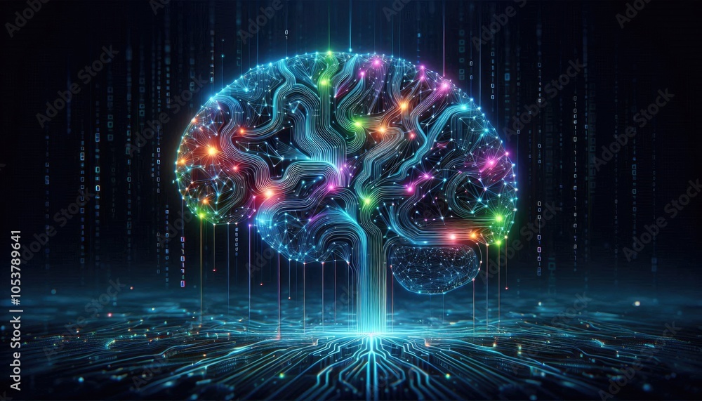 High-Quality Abstract Visuals Representing Machine Learning and Neural Networks - Futuristic Digital Art for AI, Deep Learning, Data Processing, and Advanced Technology Concepts
