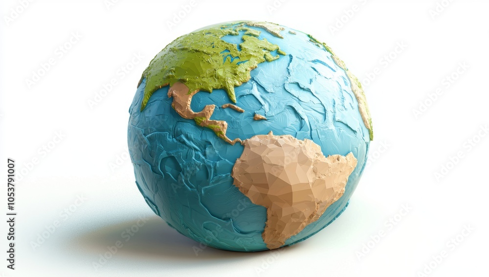 3D realistic Earth Day illustration on a white background, highly detailed 3D realistic Earth Day illustration on a white background, highly detailed