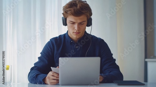 The Young Man with Laptop photo