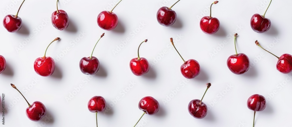 Set Of Small Red Cherries On A White Background Full Of Vitamins And Tasty Flavor Sweet And Ideal For Eating Raw Or In Desserts Set Of Small Red Cherries On A White Background Full Of Vitamins And Tasty Flavor Sweet And Ideal For Eating Raw Or In Desserts