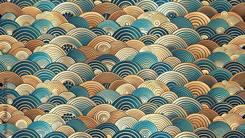 Reflected background of Japanese style wave pattern texture Reflected background of Japanese style wave pattern texture