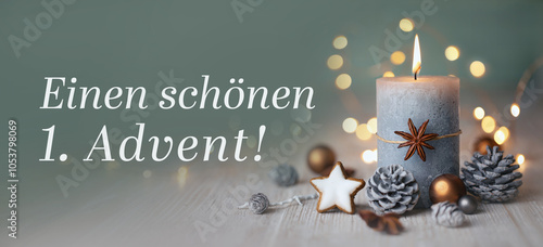 Advent Greeting Card with Christmas Candle Decoration