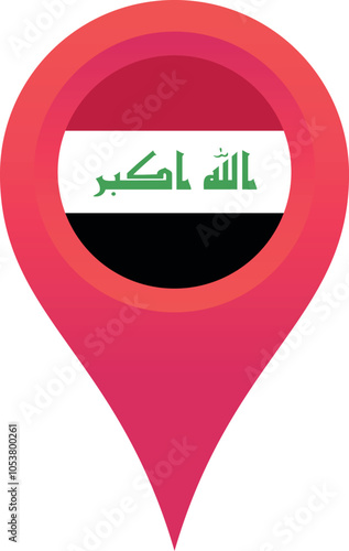 Free Download Iraq flag location pin, flag application, Flag on Location Pin, graphic design, map pointer, vector illustration. - GFXLoad