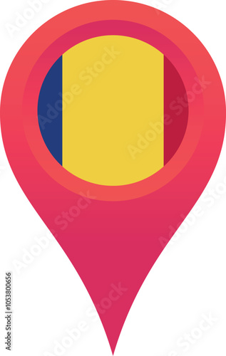Free Download Romania flag location pin, flag application, Flag on Location Pin, graphic design, map pointer, vector illustration. - GFXLoad
