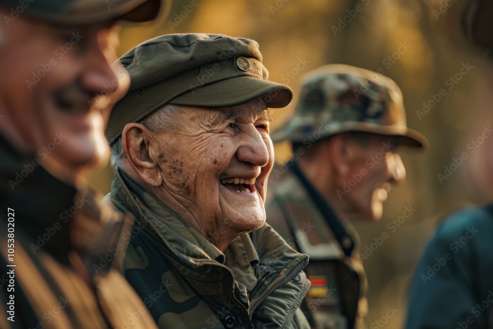 Obraz premium A group of veterans sharing a laugh and camaraderie