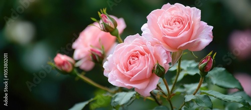 Piano Pink Tantau With Buds The Rose Bush In The Garden photo