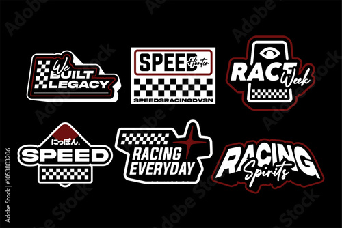 Futuristic streetwear ui racing and speed element technology vector template design