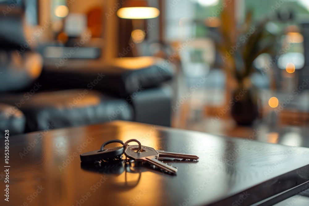 House key sitting on table in living room House key sitting on table in living room