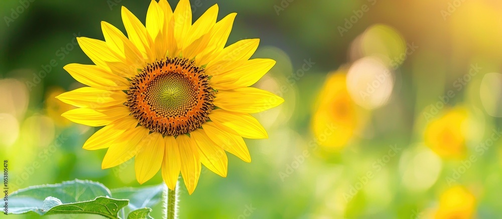 Obraz premium Bright Yellow Sunflower Helianthus Annuus Blooms In The Garden