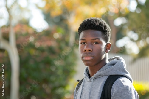 Portrait of a high school African American male student