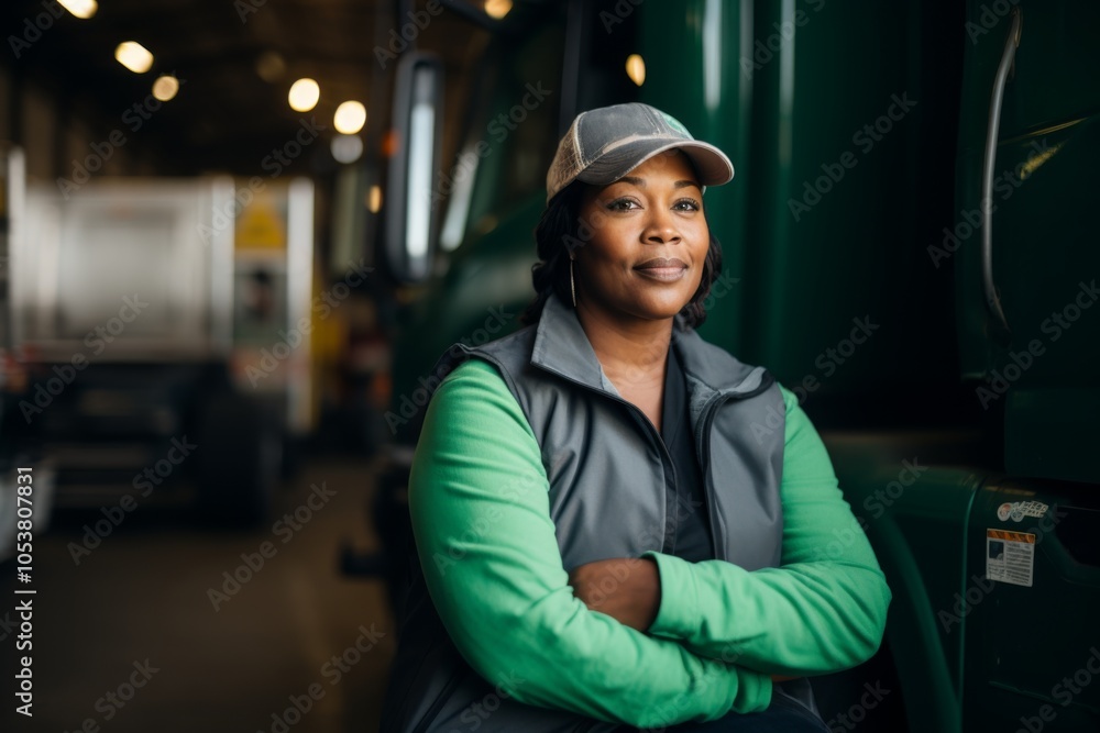 Portrait of a confident body positive female truck driver Portrait of a confident body positive female truck driver