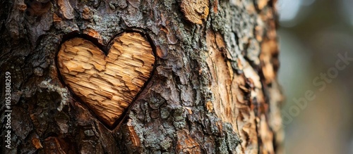 Detailed Close Up Of Tree Bark With A Heart Carved In It