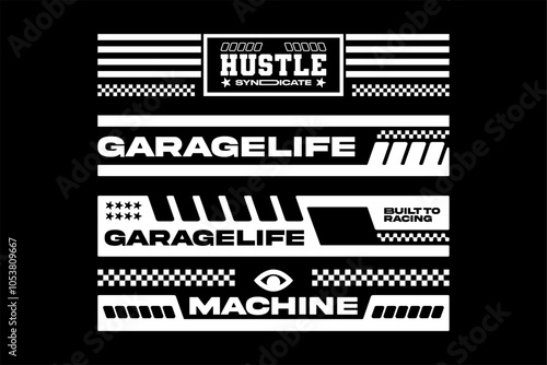 Futuristic streetwear ui racing and speed element technology vector template design