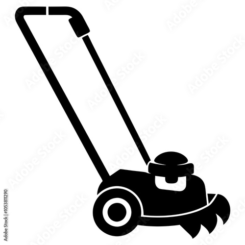 Grass Trimmer Silhouette Art Vector.