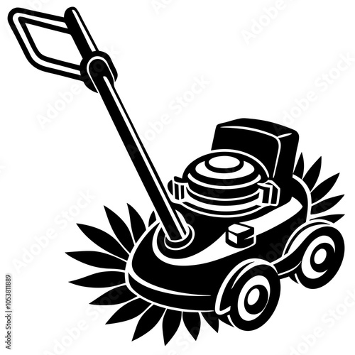 Grass Trimmer Silhouette Art Vector.