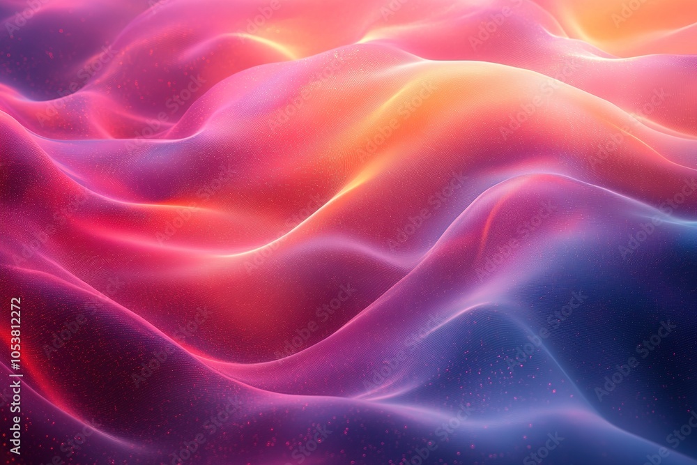 Obraz premium Abstract wavy background with glowing pink and orange colors.