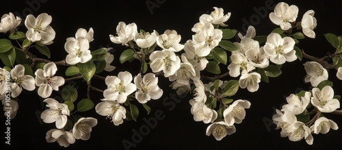 White Malus Baccata Borkh Blossoms photo