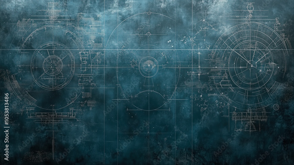 Obraz premium Abstract Blueprint with Geometric Elements