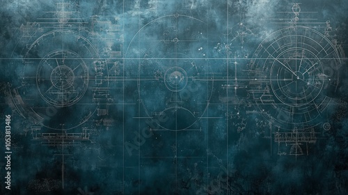 Abstract Blueprint with Geometric Elements
