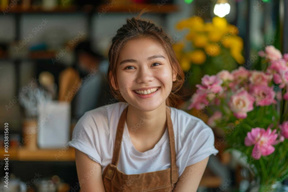 Portrait of a smiling young Asian woman small business owner Portrait of a smiling young Asian woman small business owner