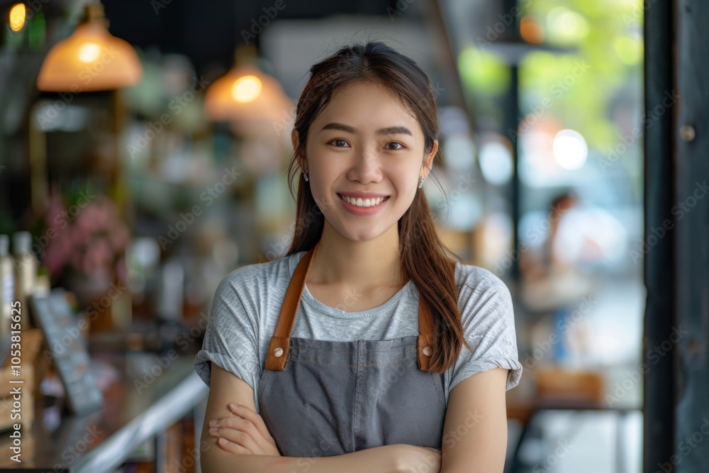 Portrait of a smiling young Asian woman small business owner Portrait of a smiling young Asian woman small business owner