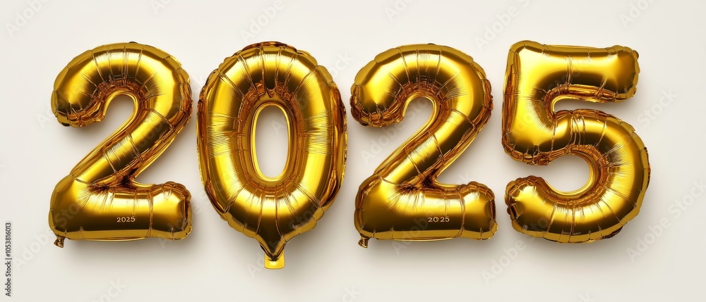 A set of gold balloons with the numbers 20 and 25 written on them A set of gold balloons with the numbers 20 and 25 written on them