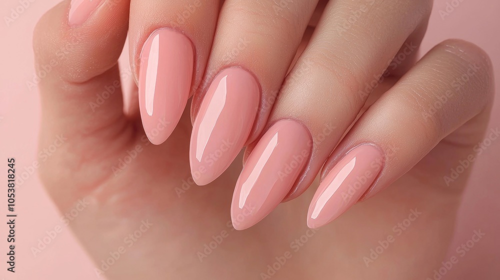 Female Hands With Long Nails With Light Pink Nail Polish Female Hands With Long Nails With Light Pink Nail Polish