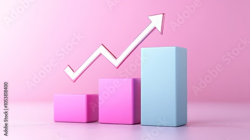 Colorful bar graph showing growth with a rising line on a pink background. Free Download Colorful bar graph showing growth with a rising line on a pink background. - GFXLoad