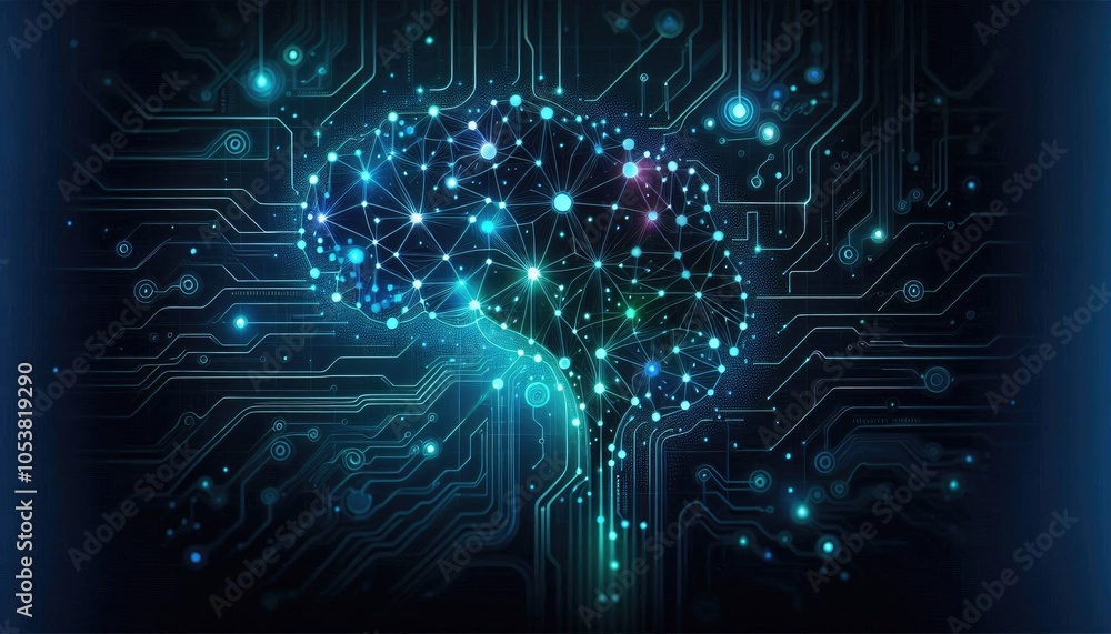 Fototapeta premium Abstract High-Quality Digital Illustration of Machine Learning - Futuristic Neural Networks, AI Algorithms, Data Analytics, and Advanced Technology Visualization