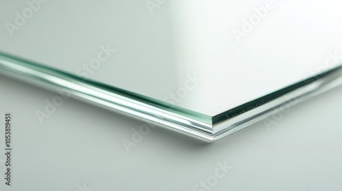 Minimalist Glass Frame with Beveled Edges Isolated on a White Background photo