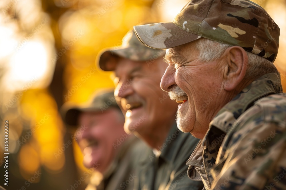 Fototapeta premium A group of veterans sharing a laugh and camaraderie