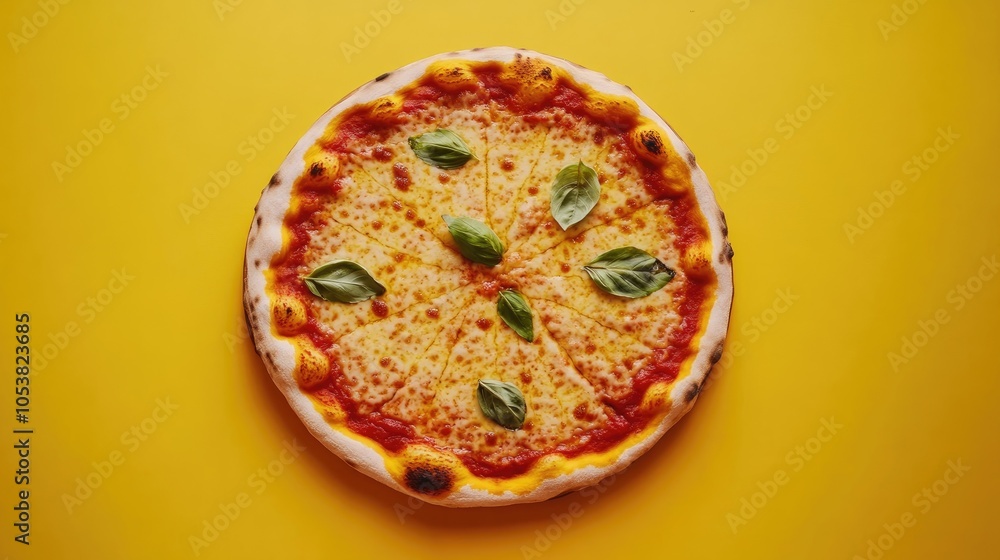 Homemade pizza against a vibrant yellow backdrop capturing the essence of classic Italian cuisine and the comfort of home dining Homemade pizza against a vibrant yellow backdrop capturing the essence of classic Italian cuisine and the comfort of home dining