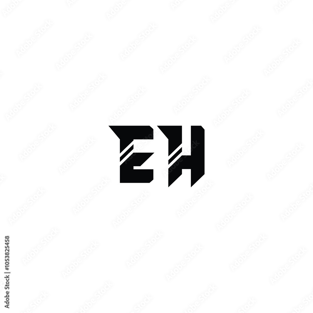 Obraz premium EH monogram logo design letter text name symbol monochrome logotype alphabet character simple logo
