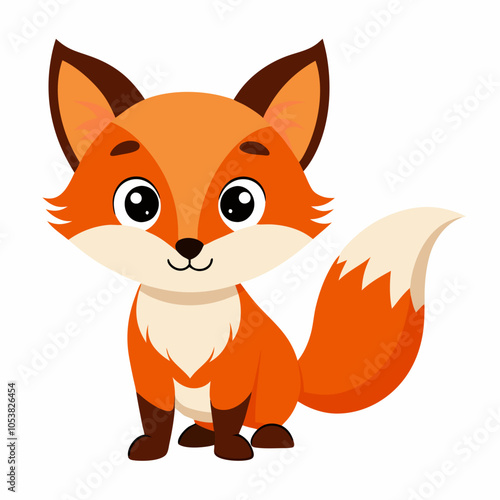 Cute Fox on White Background