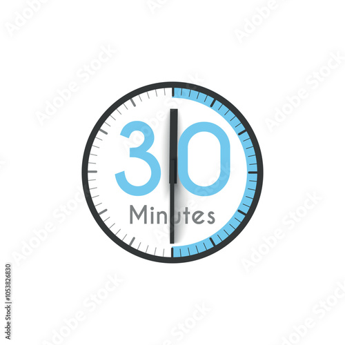 30 Minutes Timer vectors, 30 minutes timer on white color background graphics