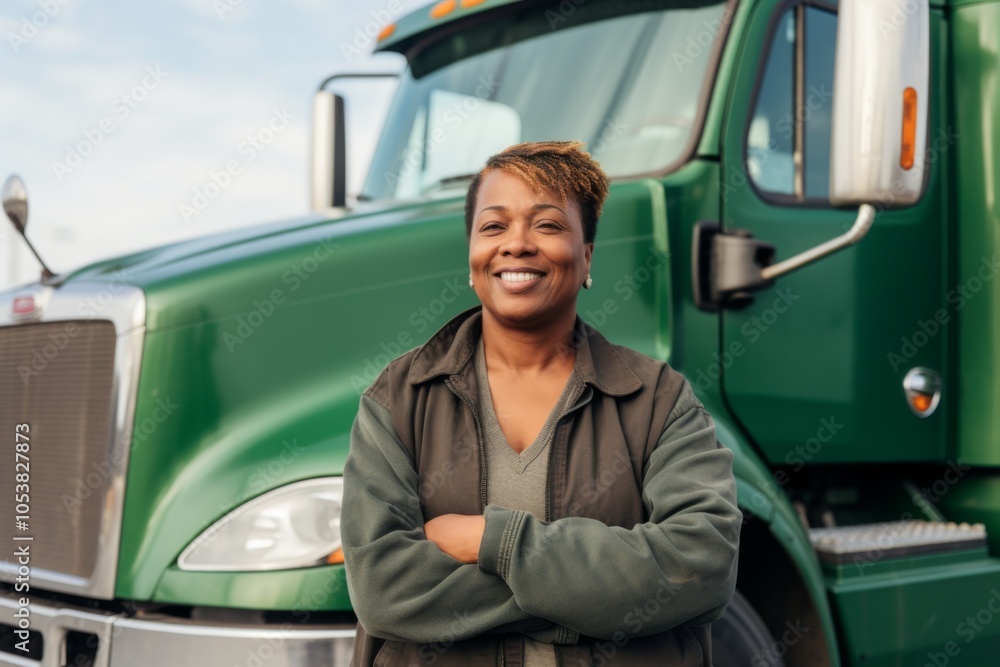 Portrait of a confident body positive female truck driver Portrait of a confident body positive female truck driver