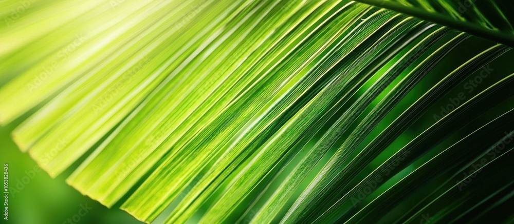 Coconut Leaf In Closeup For Green Background Coconut Leaf In Closeup For Green Background