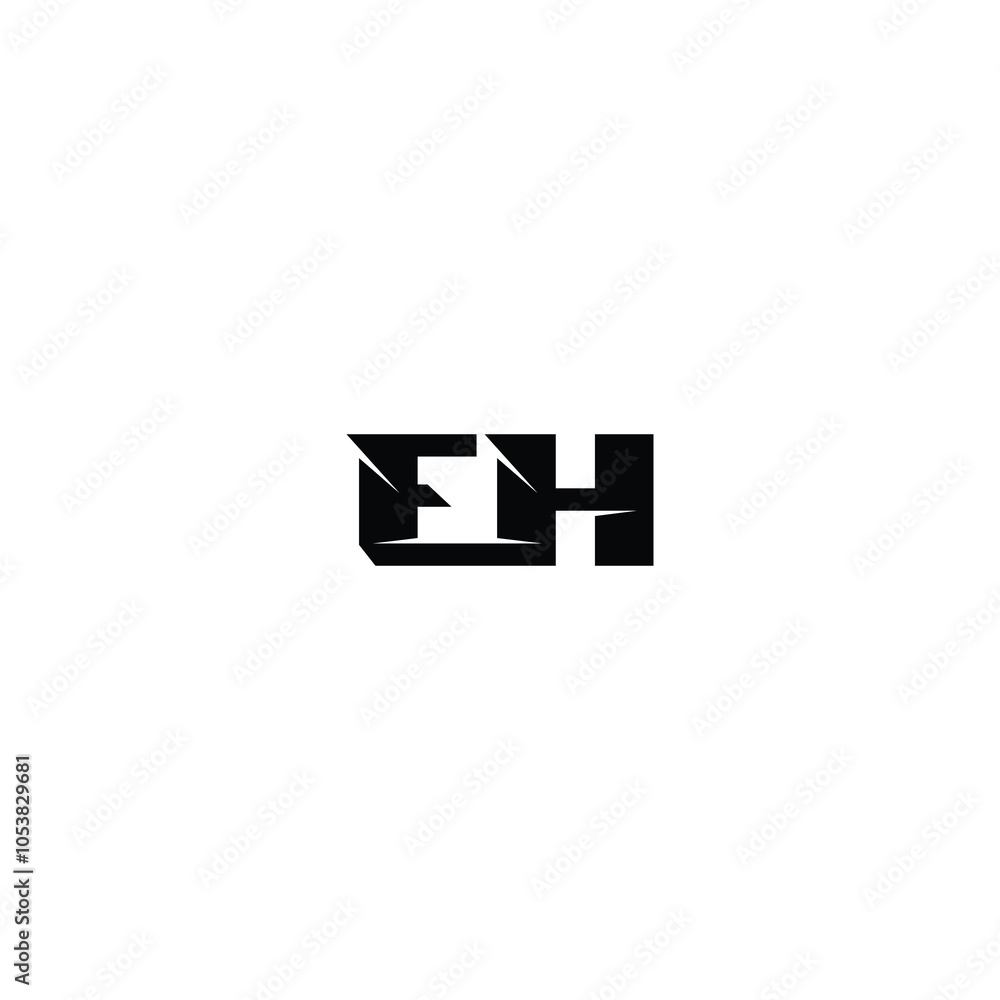 Obraz premium EH monogram logo design letter text name symbol monochrome logotype alphabet character simple logo