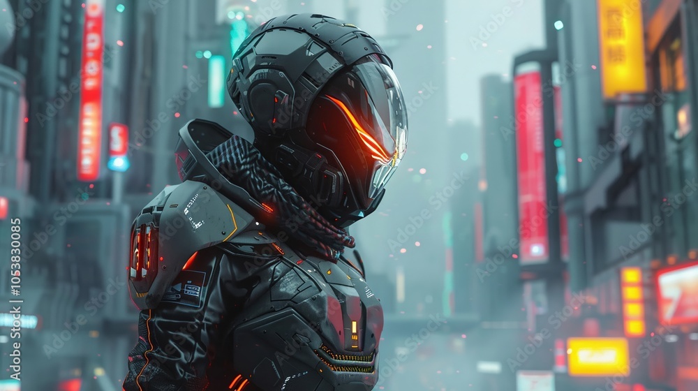 A portrait of a futuristic warrior adorned in light-based armor A portrait of a futuristic warrior adorned in light-based armor