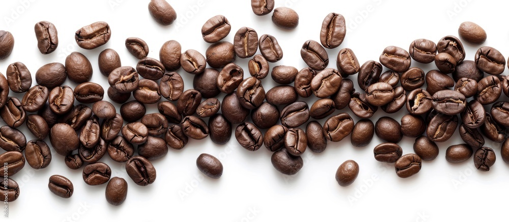 Obraz premium Top View Of Coffee Beans Isolated On White Background
