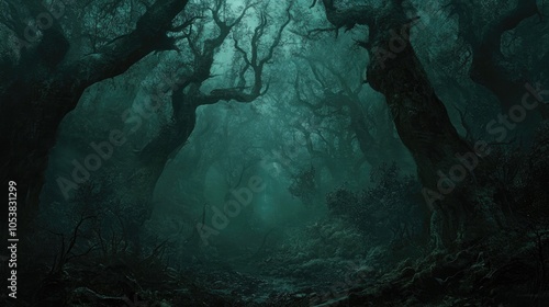 Wallpaper Mural Eerie forest setting with a dark backdrop evoking a chilling and mysterious atmosphere Torontodigital.ca